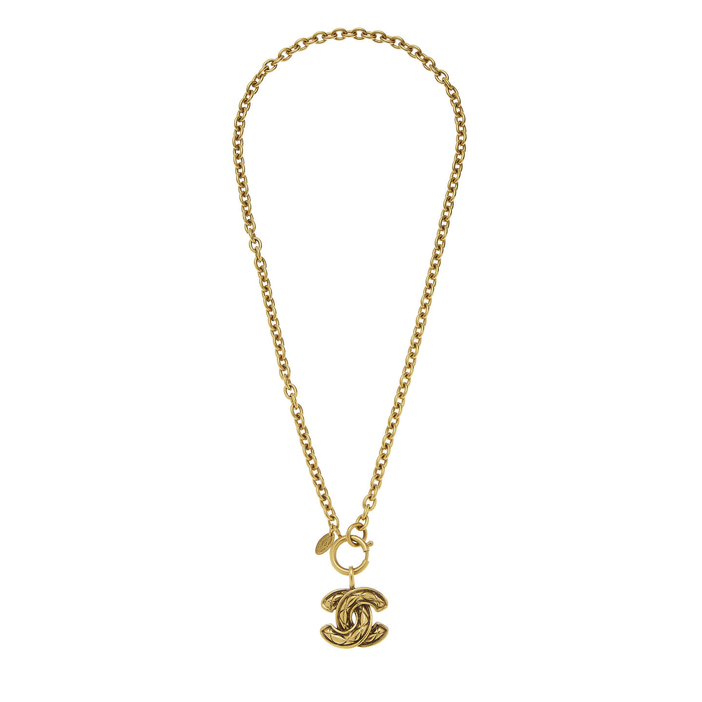 chanel quilted cc necklace